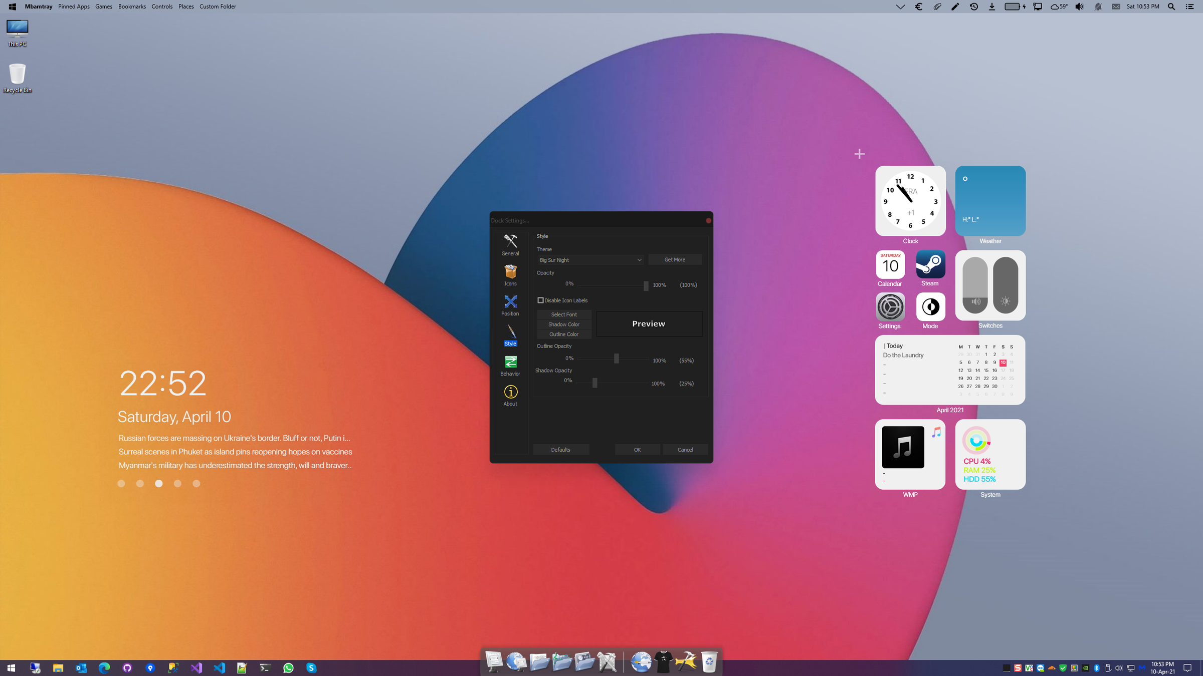 Windows 10 - Mac OS Big Sur Theme